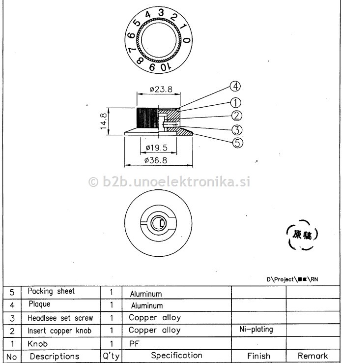 GUMB ZA POTENCIOMETER S SKALO 0-10