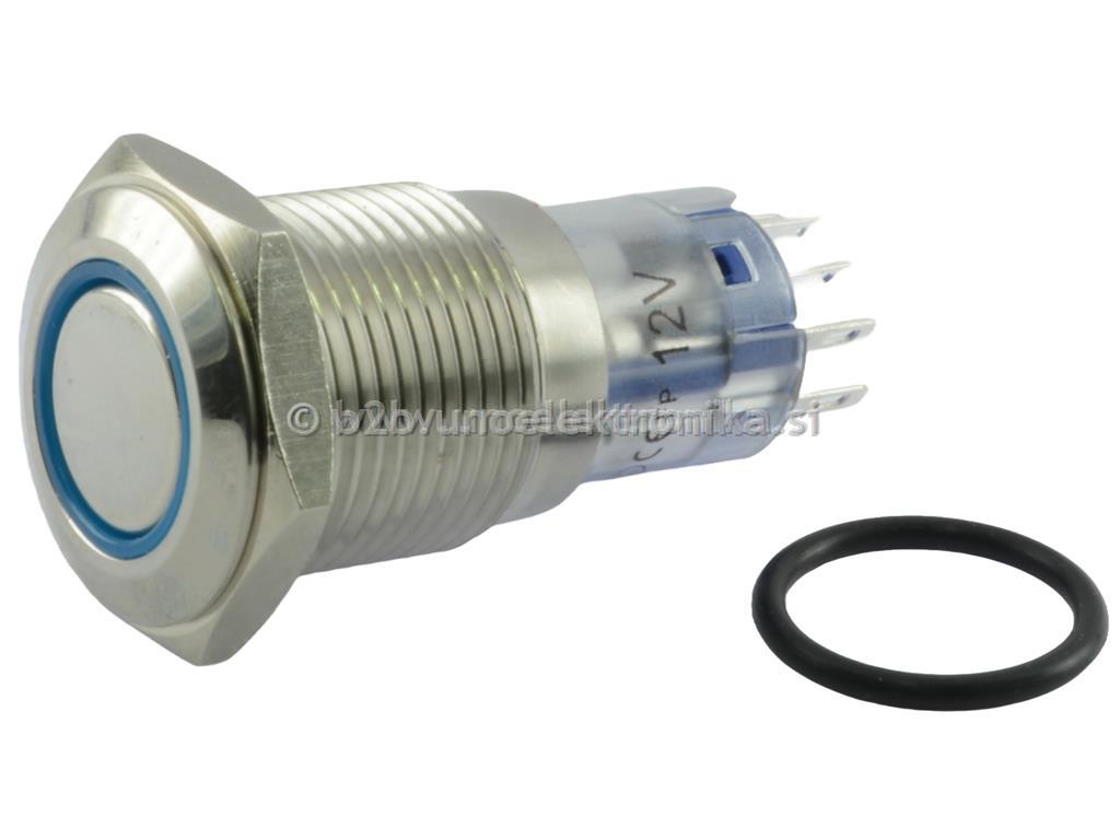 STIKALO fi16 mm 3A 250V IP65 MODRI LED