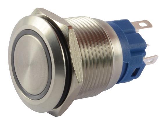 TIPKA fi 19mm 5A 250V IP67 UL RDEČ LED