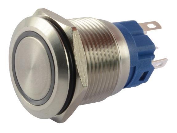 STIKALO fi 19mm 5A 230V IP65 UL RDEČ LED