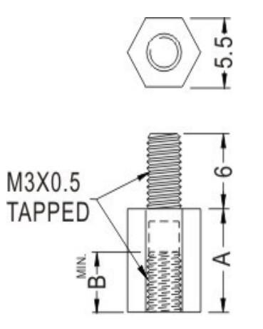 DISTANČNIK L=8mm, NAVOJ M3/6mm