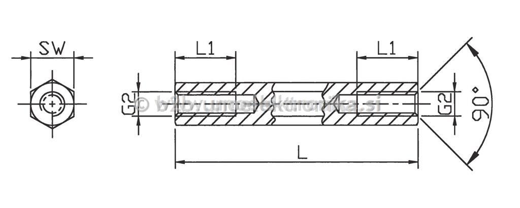DISTANČNIK L=100mm, NOTRANJI NAVOJ M8