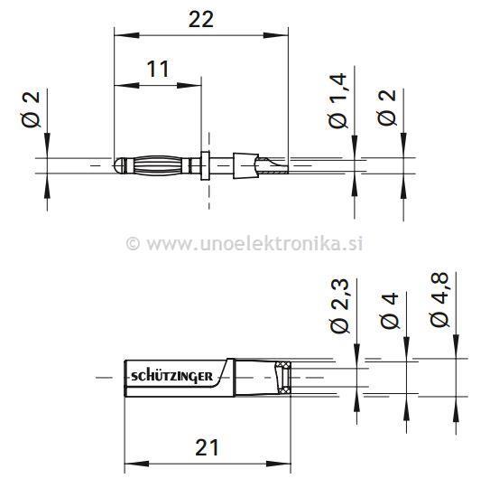 VTIKAČ BANANA fi 2mm RDEČ