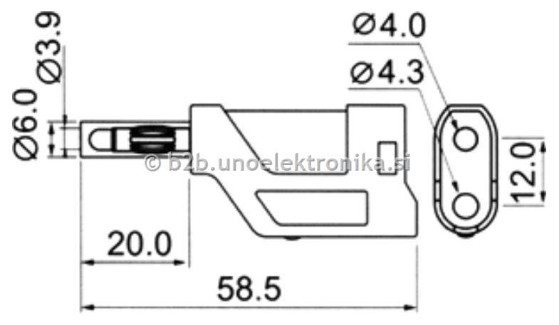 VTIKAČ BANANA fi 4mm + 2 VEZNI VTIČNICI