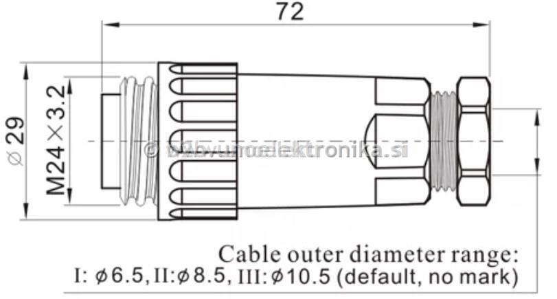 VTIKAČ 4 POLNI fi 24mm ZA NA KABEL