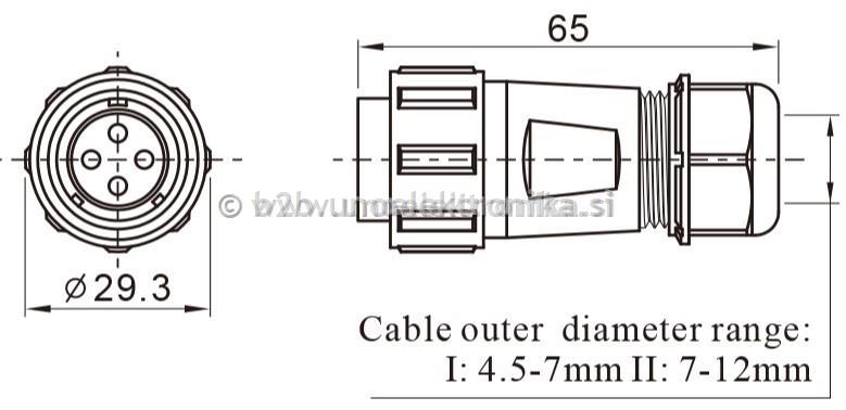 VTIČNICA 7 POLNA fi 21mm ZA NA KABEL