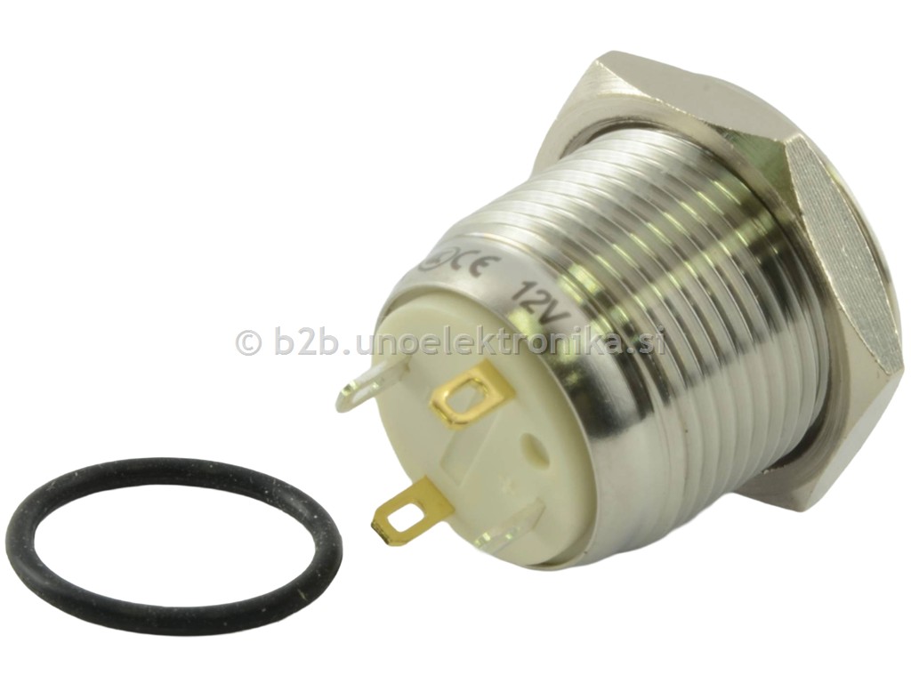 TIPKA fi16 mm 2A 36V IP65 BELI LED 12V