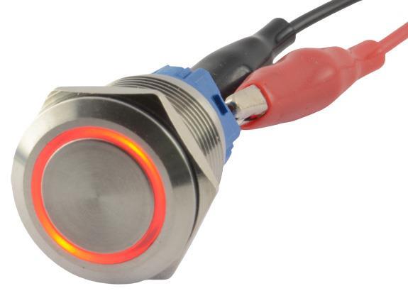 TIPKA fi16 mm 3A 250V IP65 RDEČI LED 12V