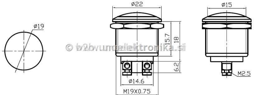 TIPKA fi 19mm 2A 250V IP65