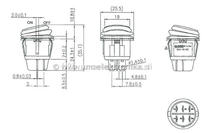 STIKALO DVOPOLNO Z LED DIODO 12VDC ZELEN