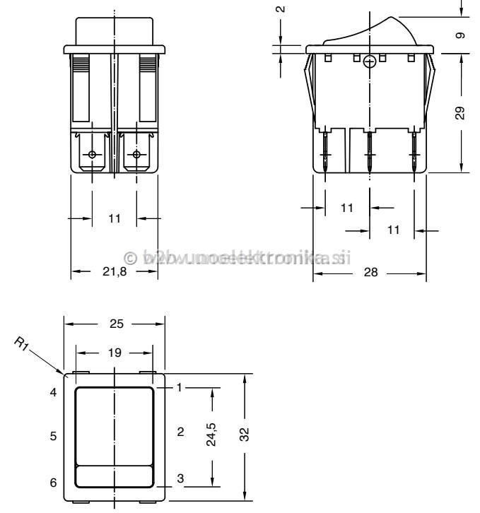 STIKALO 2 POLNO Z LUČKO ZELENO 30x22mm