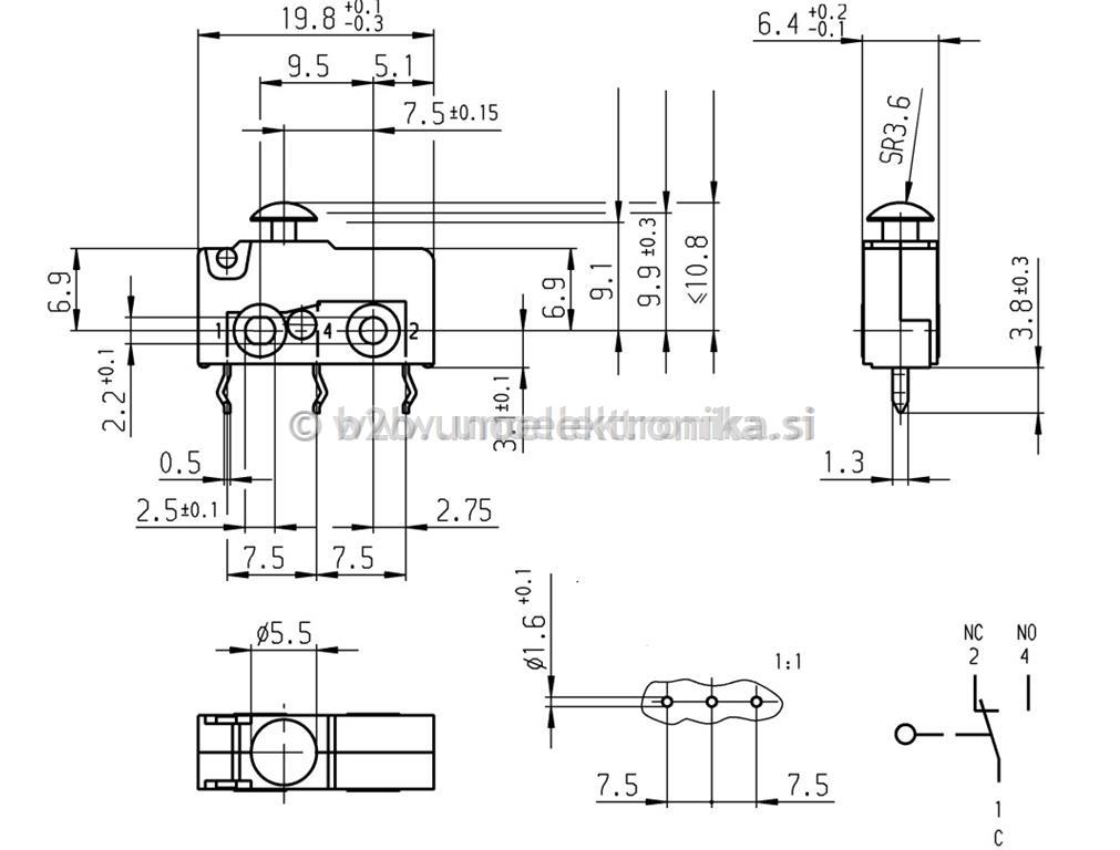 PREKLOPNIK Z GOBICO 5A 250VAC