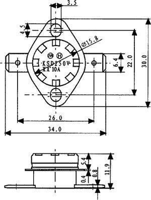 TERMOSTAT 160°C 10A/250V NC