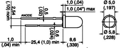 LED DIODA fi 5mm RDEČA 5000mcd 30°