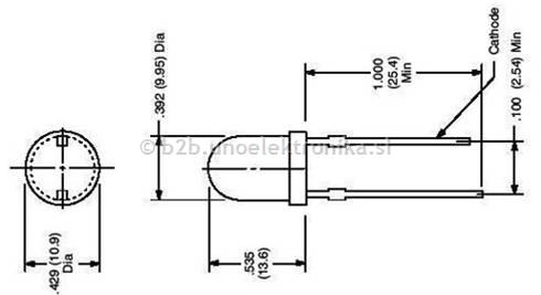 LED DIODA fi 10mm RDEČA 270mcd 60°