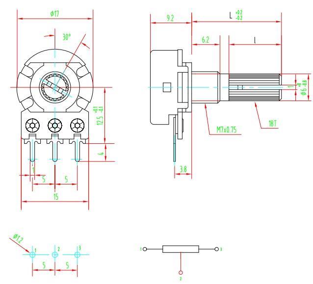 POTENCIOMETER TAPER 22 Kohm LIN ZA T.V.