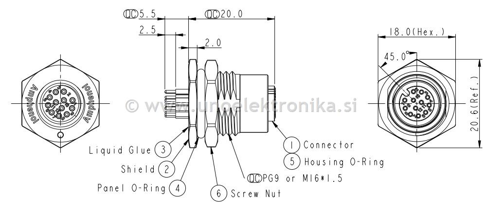 VTIČNICA M12 4p. ZA NA PANEL