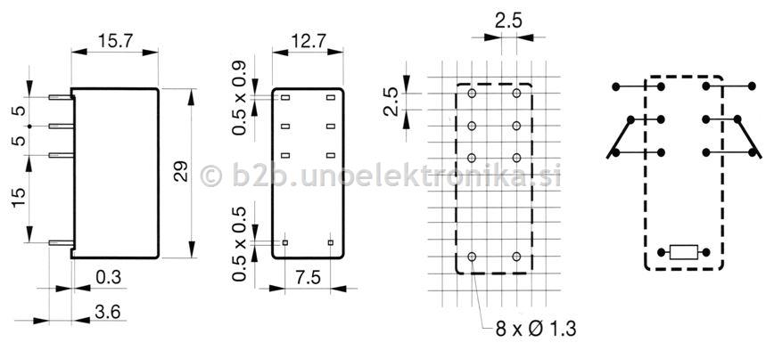 RELE 1 POLNI 12VDC 16A/250VAC #5mm