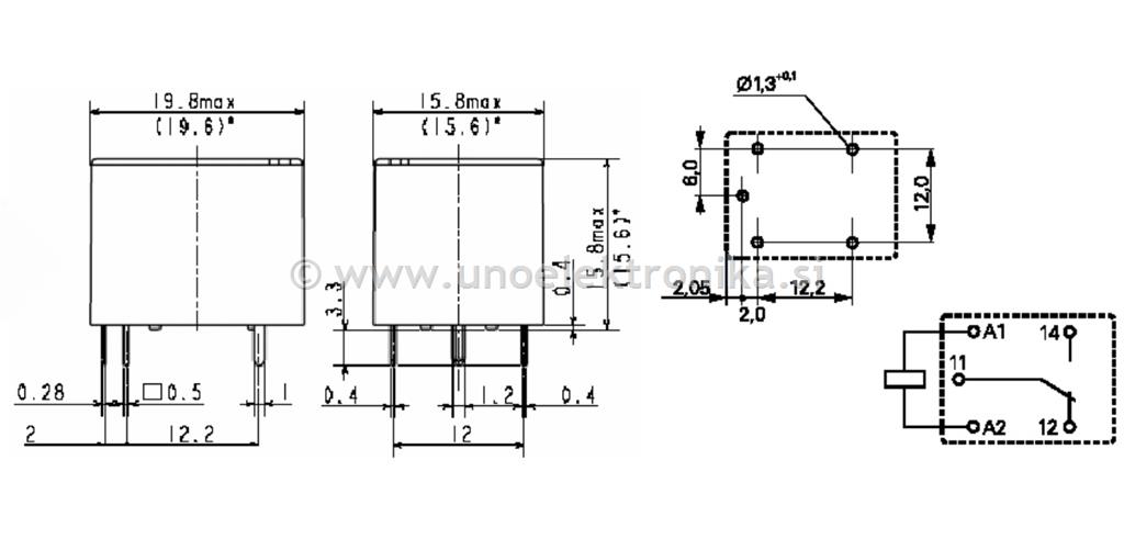 RELE 1 POLNI MINI 5VDC 10A/250VAC #6mm