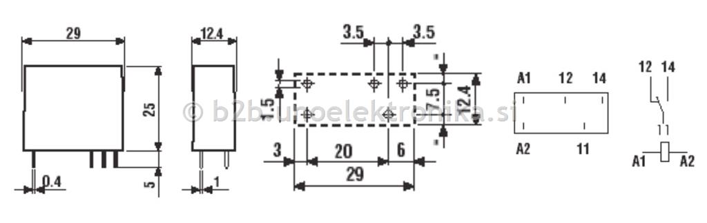 RELE 1 POLNI 12VDC 10A/250VAC #3,5mm