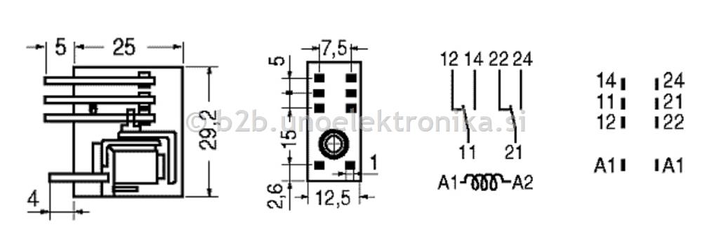 RELE 2 POLNI 12VDC 8A/250VAC #5mm