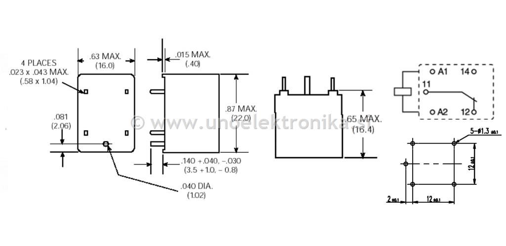 RELE 1 POLNI 12VDC 10A/250VAC #6mm