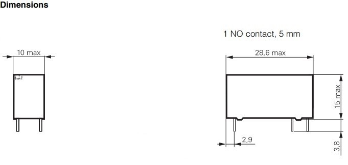 RELE 1 POLNI 12VDC 8A/230VAC #5mm