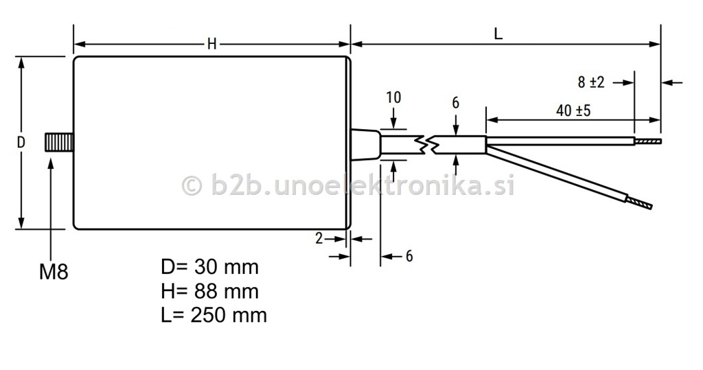 KONDENZATOR DELOVNI 2,5uF 450VAC