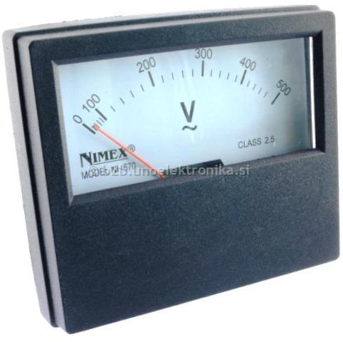 VOLTMETER PANEL 70x60mm 500V AC