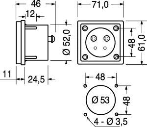 AMPERMETER PANEL 70x60mm 10A AC