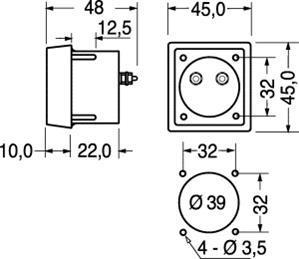 AMPERMETER PANEL 44x44mm 5A DC RAZR.2,5