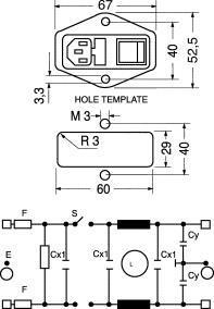 VTIKAČ 3 POLNI EURO ZA NA PANEL 6A 250V