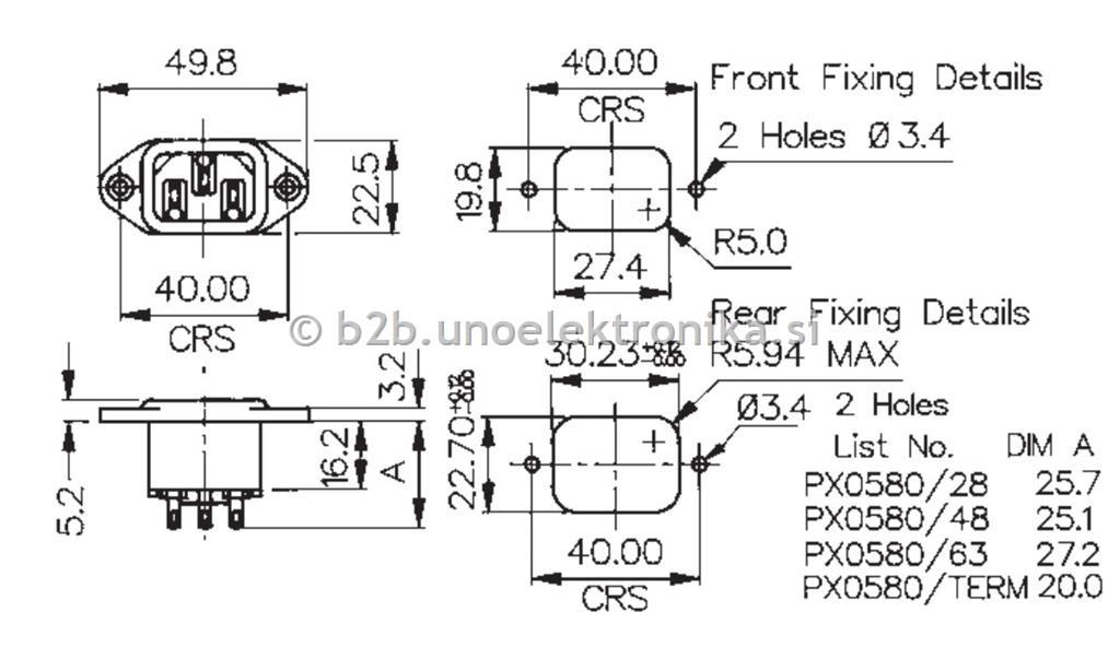 VTIKAČ 3 POLNI EURO ZA PANEL 10A 250V