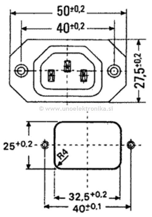 VTIČNICA 3 POLNA EURO ZA PANEL 10A 250V