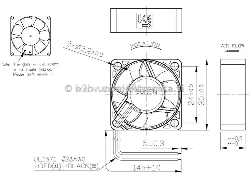 VENTILATOR 5VDC 30x30x10mm Z LEŽAJI