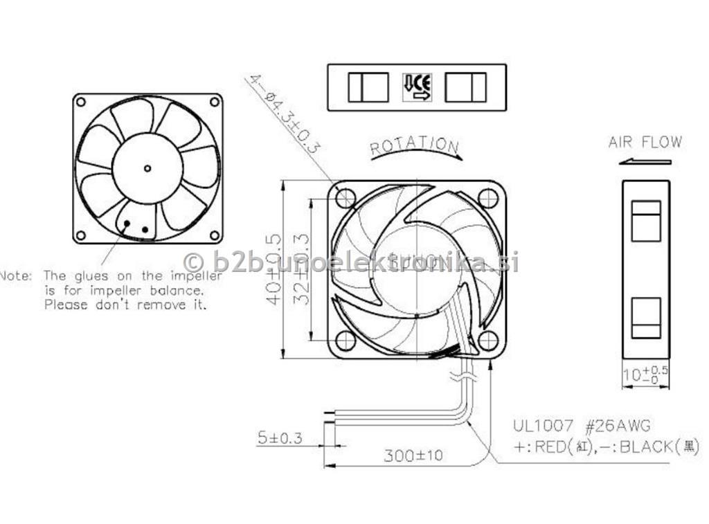 VENTILATOR 12VDC 40x40x10mm Z LEŽAJI