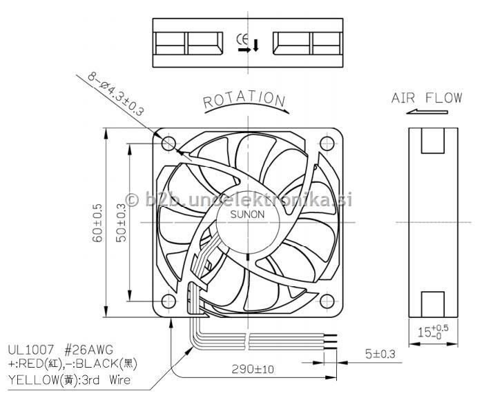 VENTILATOR 24VDC 60x60x15mm Z LEŽAJI