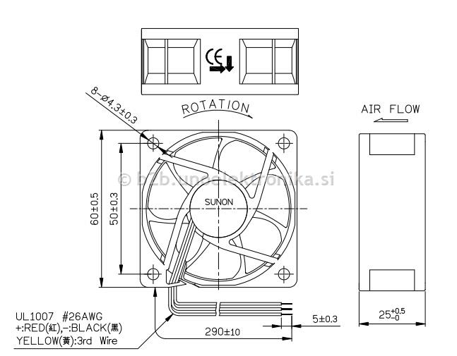 VENTILATOR 24VDC 60x60x25mm Z LEŽAJI