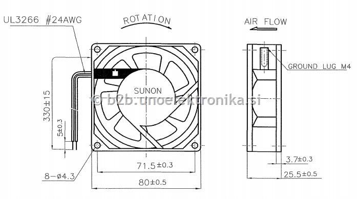 VENTILATOR 230VAC 80x80x25mm