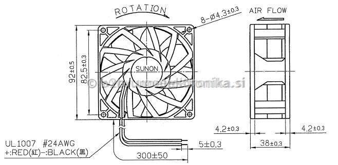 VENTILATOR 24VDC 92x92x38mm Z LEŽAJI