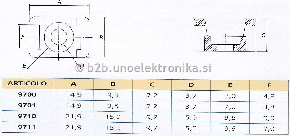 PLOŠČICA 15x9,5mm ZA FIKSIRANJEVEZIC