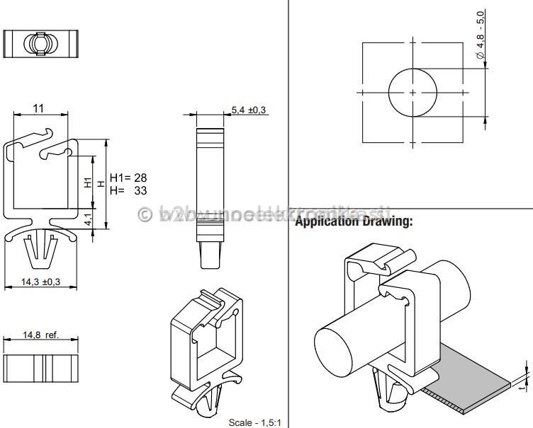 NOSILEC ZA KABLE 11x28mm ZOBČASTA ZAPORA