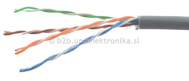 KABEL UTP CAT5e TRDE ŽILE, SIVE BARVE