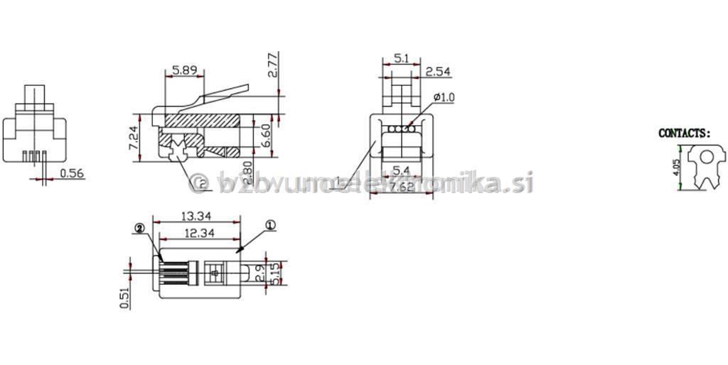 TELEFONSKI MIKROVTIKAČ RJ10, RJ09 4/4