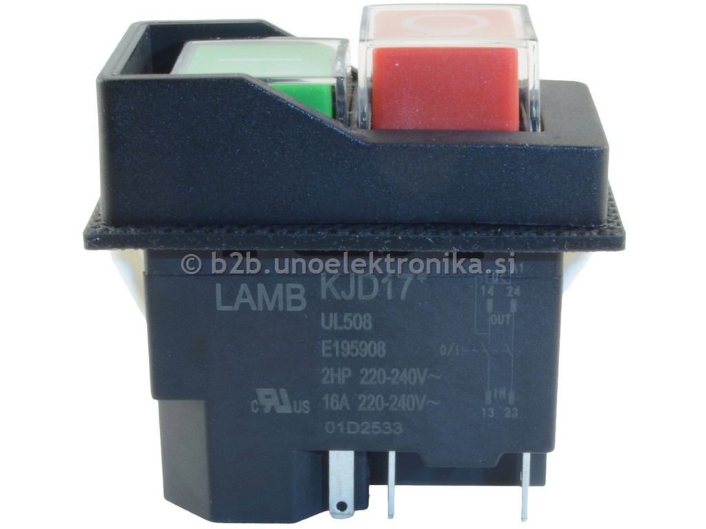 STIKALO DVOJNO 2p. 16A 250V RDEČE/ZELENO